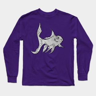 Graphic Tattoo Style Goldfish Fish Design Long Sleeve T-Shirt